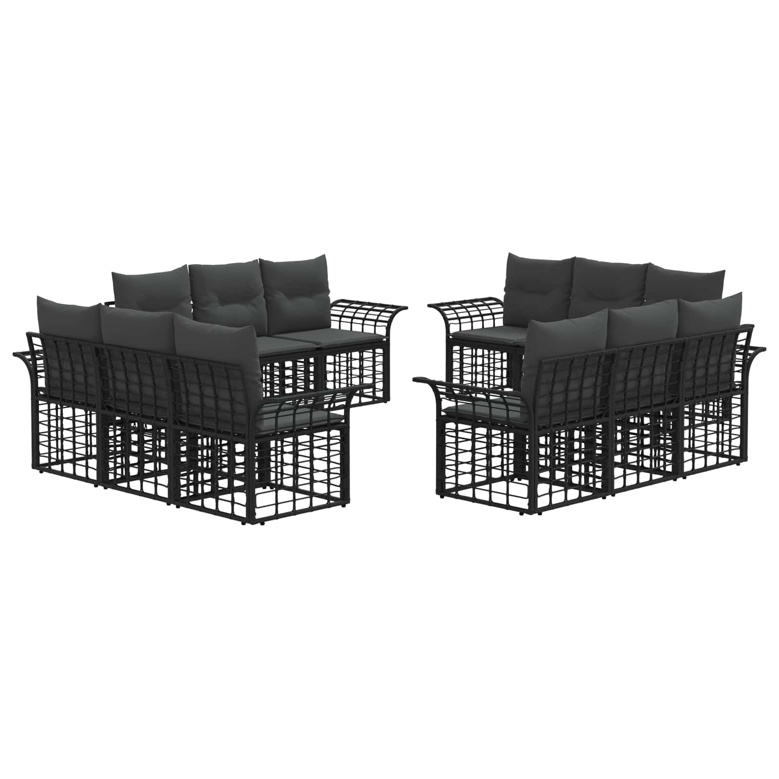 Buiten bankenset 12 pcs Zwart en Donkergrijs Polyester