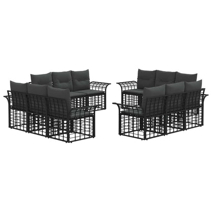 Buiten bankenset 12 pcs Zwart en Donkergrijs Polyester