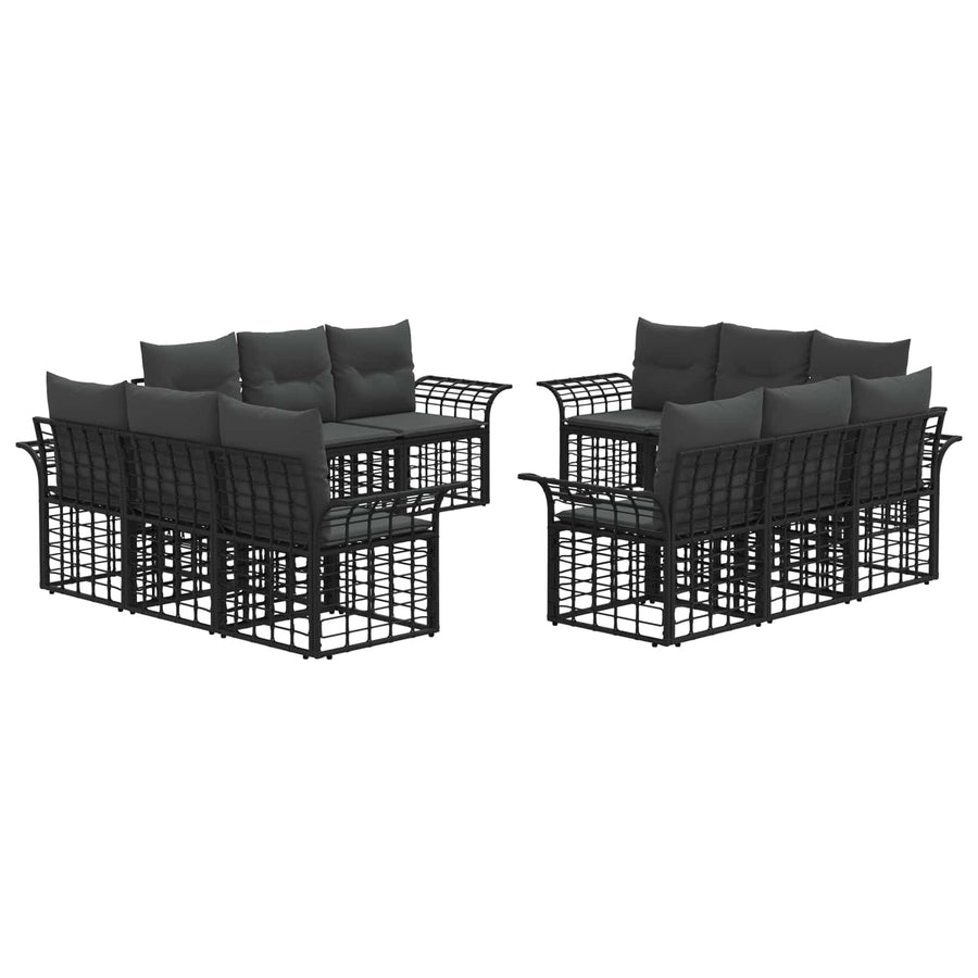 Buiten bankenset 12 pcs Zwart en Donkergrijs Polyester