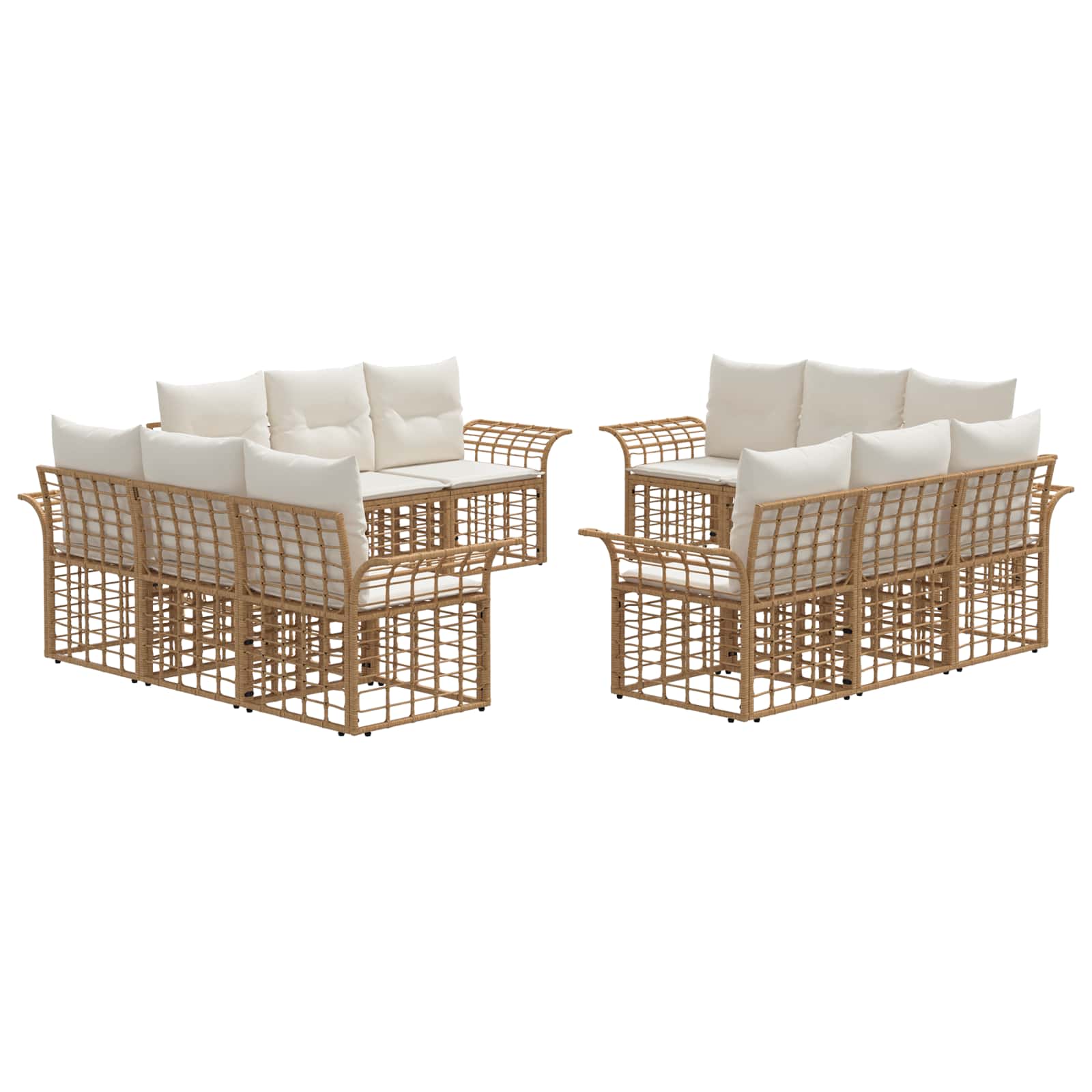 Buiten bankenset 12 pcs Natuurlijk en Crème Wit Polyester