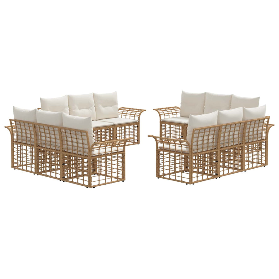 Buiten bankenset 12 pcs Natuurlijk en Crème Wit Polyester