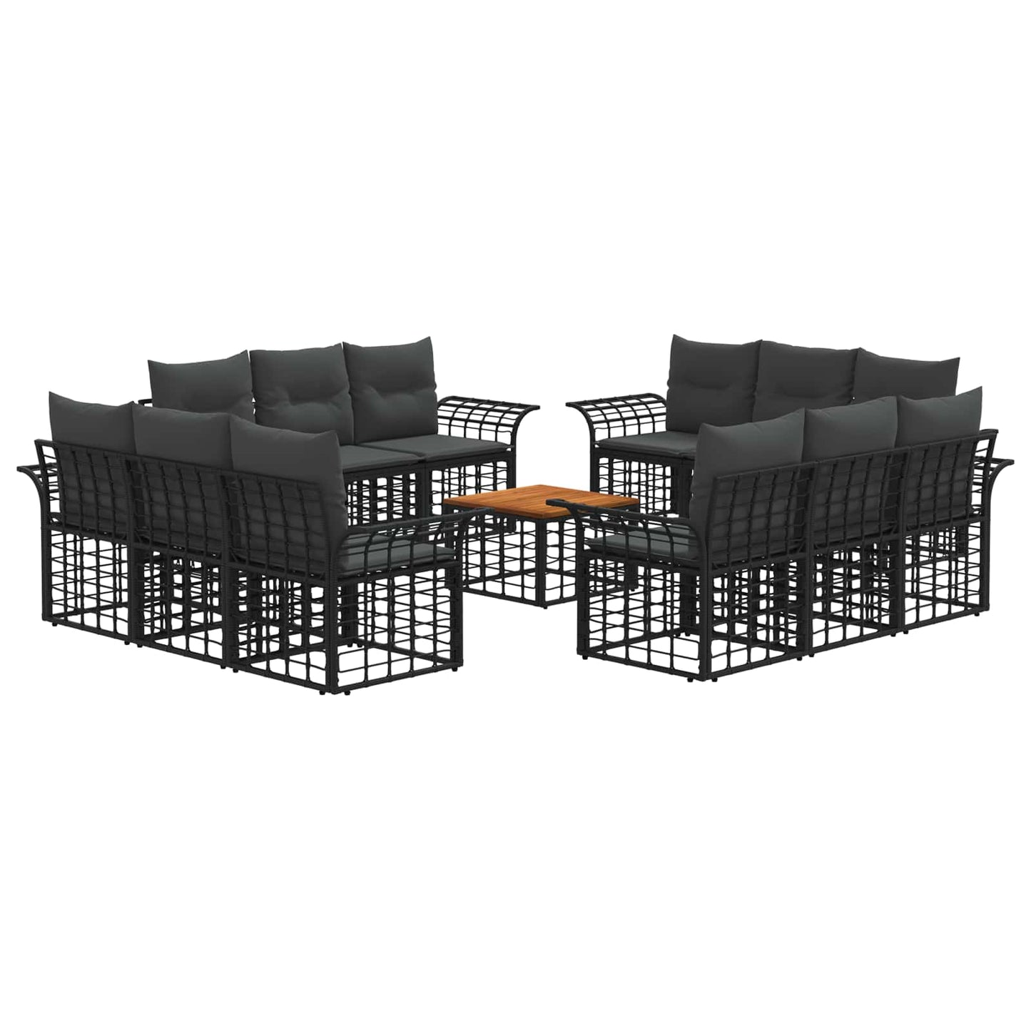 Buiten bankenset 13 pcs Zwart en Donkergrijs Polyester