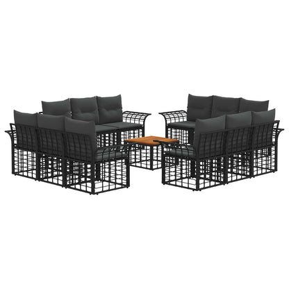Buiten bankenset 13 pcs Zwart en Donkergrijs Polyester