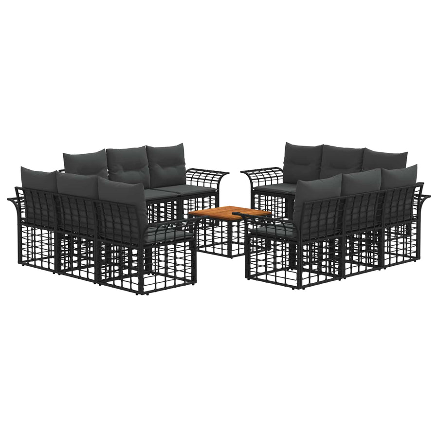 Buiten bankenset 13 pcs Zwart en Donkergrijs Polyester