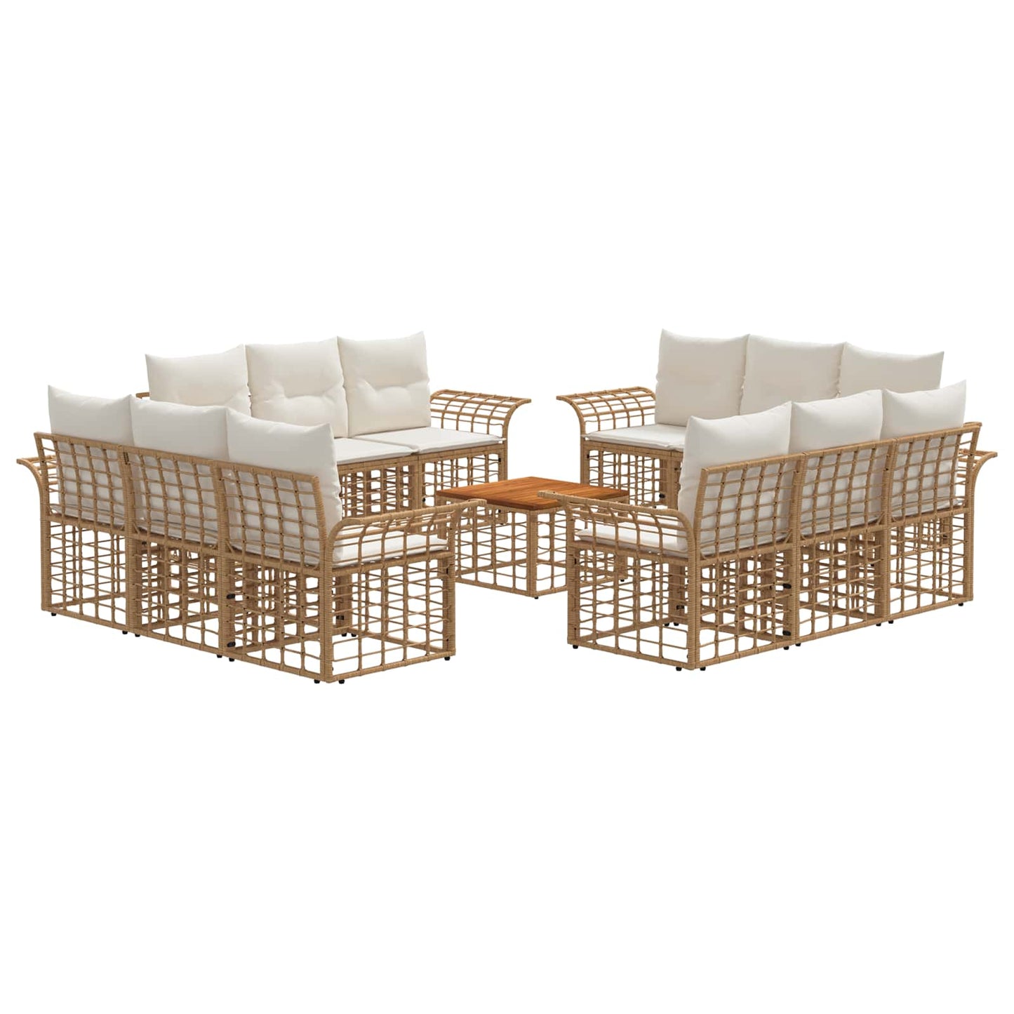 Buiten bankenset 13 pcs Natuurlijk en Crème Wit Polyester