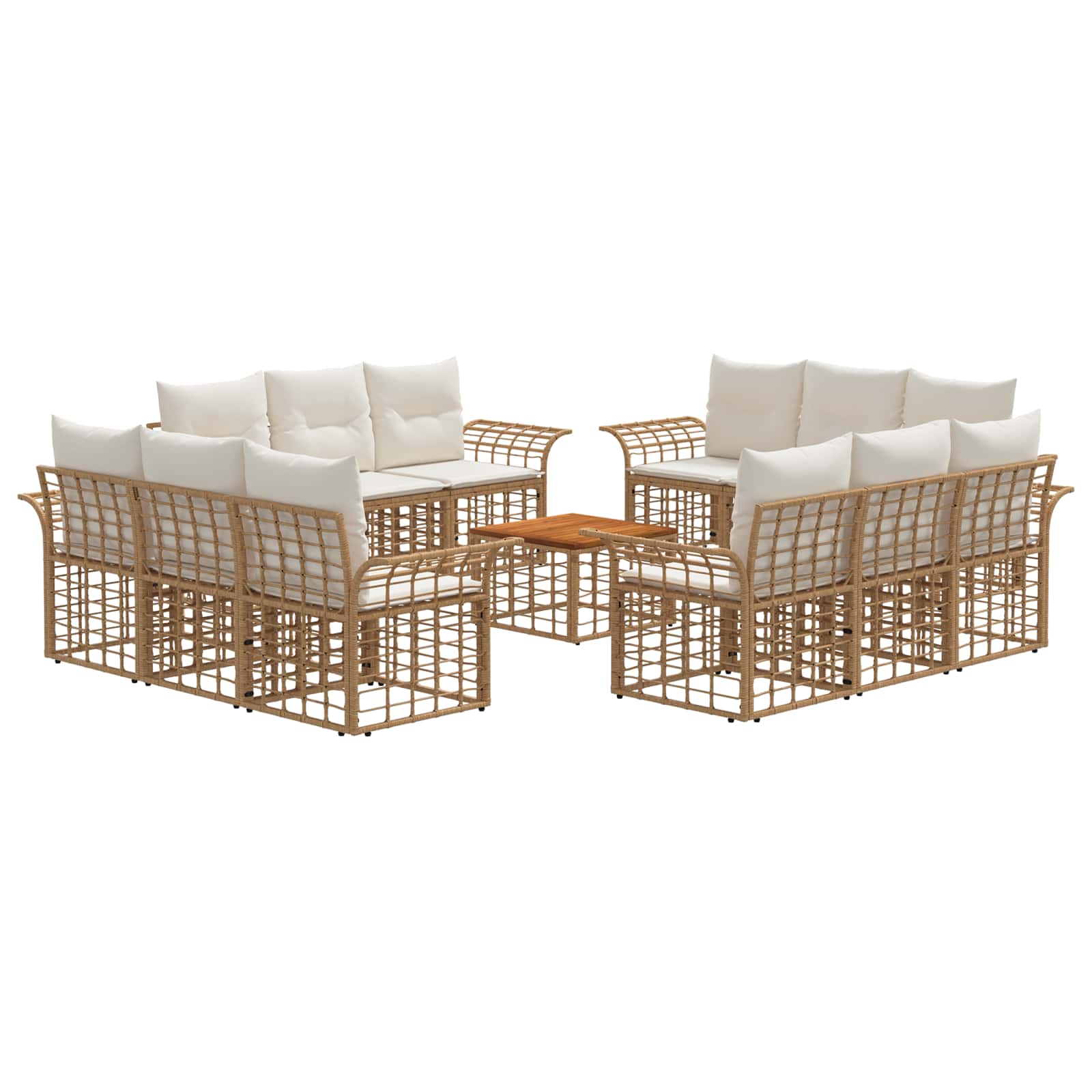 Buiten bankenset 13 pcs Natuurlijk en Crème Wit Polyester