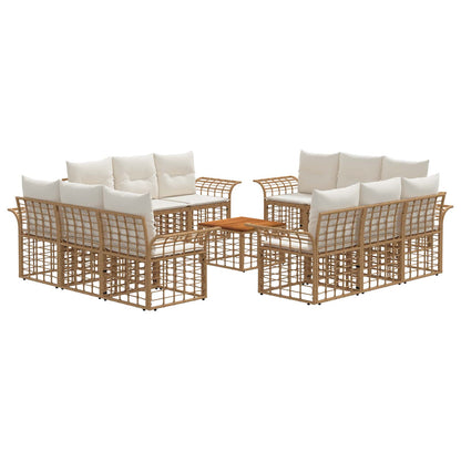 Buiten bankenset 13 pcs Natuurlijk en Crème Wit Polyester