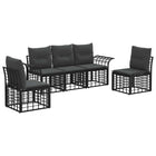 Outdoor Lounge Set 5 pcs Black and Dark Grey Polyester