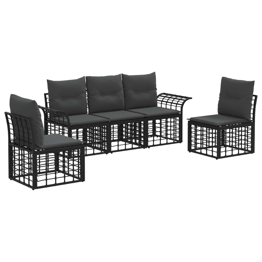 Buiten bankenset 5 pcs Zwart en Donkergrijs Polyester