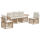 Outdoor Sofa Set 5 pcs Natural and Cream White Polyester