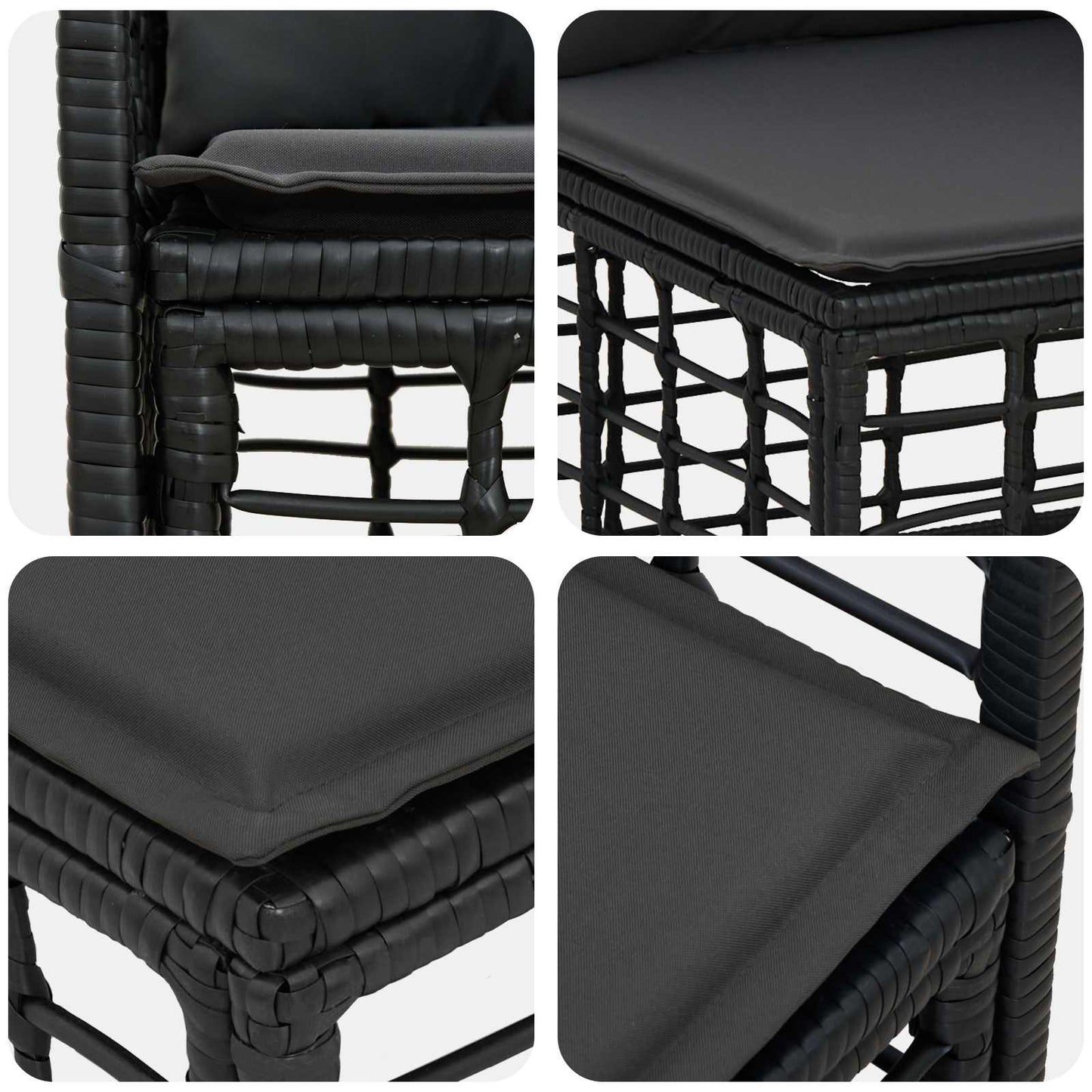 Buiten bankenset 6 pcs Zwart en Donkergrijs Polyester