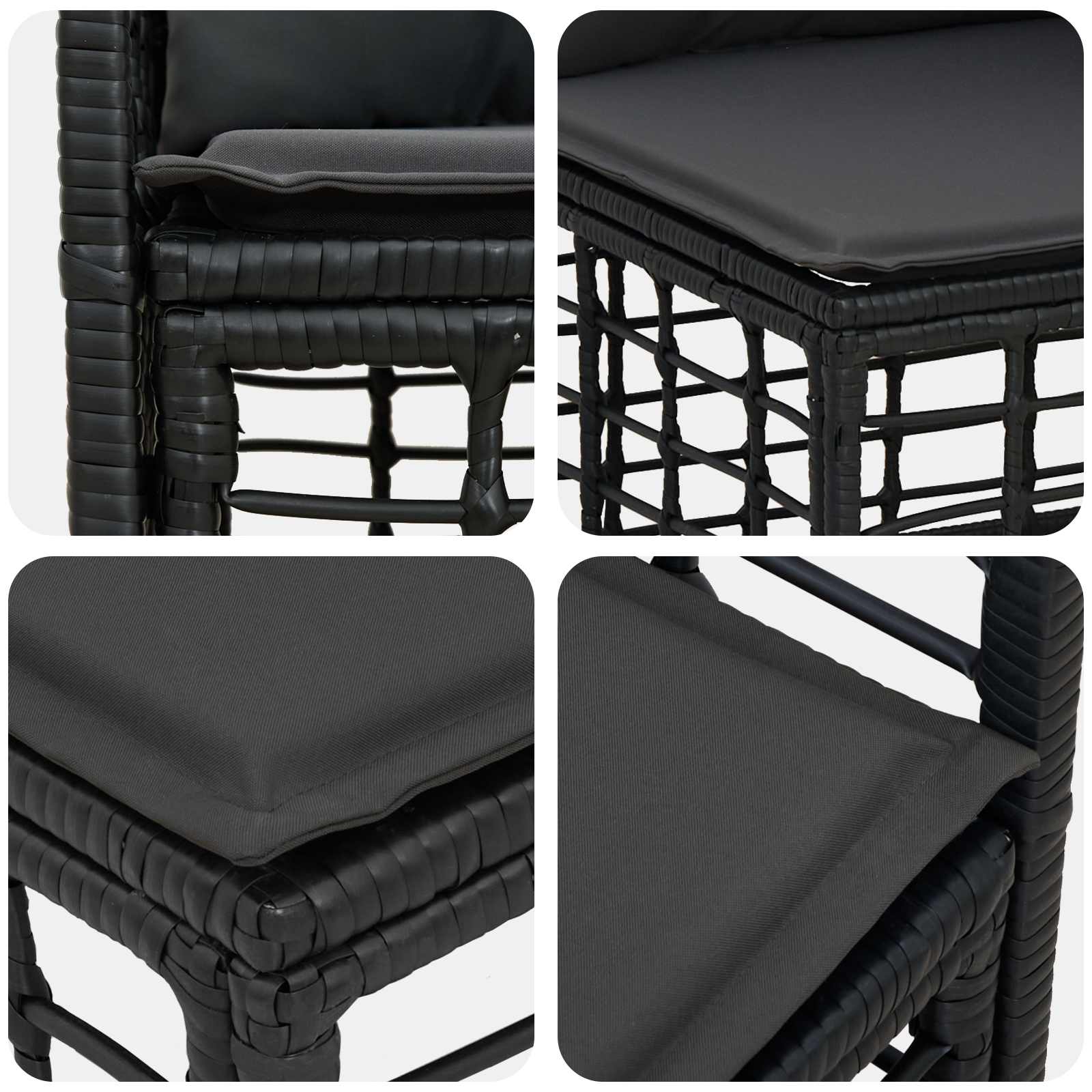 Buiten bankenset 6 pcs Zwart en Donkergrijs Polyester