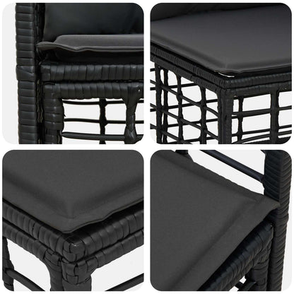 Buiten bankenset 6 pcs Zwart en Donkergrijs Polyester