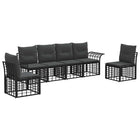 Outdoor Sofa Set 6 pcs Black and Dark Grey Polyester