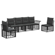 Tuinset 6-delig polyrattan zwart donkergrijs