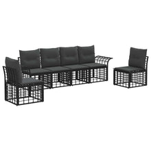 Buiten bankenset 6 pcs Zwart en Donkergrijs Polyester