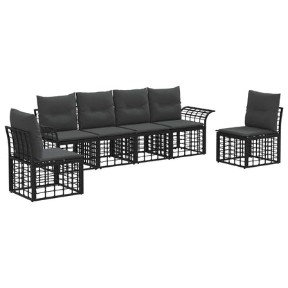 Buiten bankenset 6 pcs Zwart en Donkergrijs Polyester