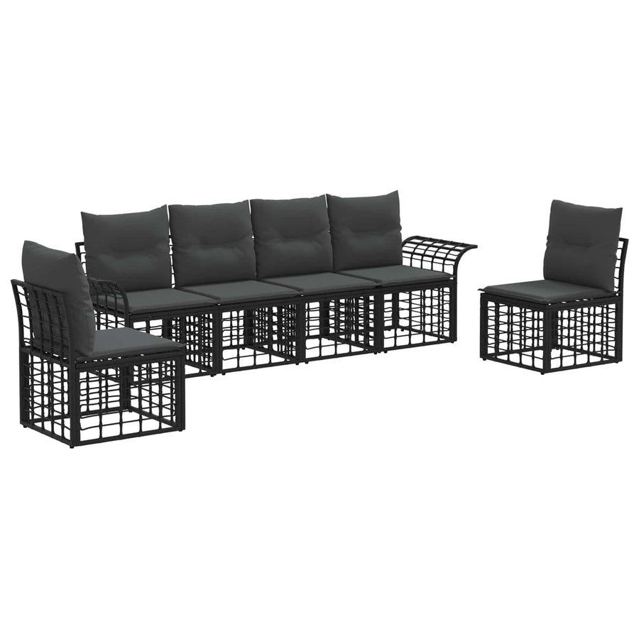 Buiten bankenset 6 pcs Zwart en Donkergrijs Polyester