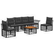 Tuinset 7-delig polyrattan zwart