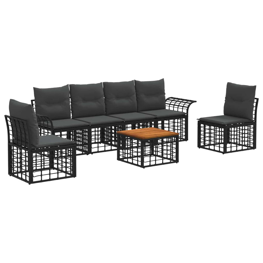 Buiten bankenset 7 pcs Zwart en Donkergrijs Polyester