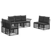 Tuinbankenset 7-delig polyrattan zwart donkergrijs