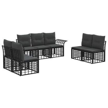 Buiten bankenset 7 pcs Zwart en Donkergrijs Polyester