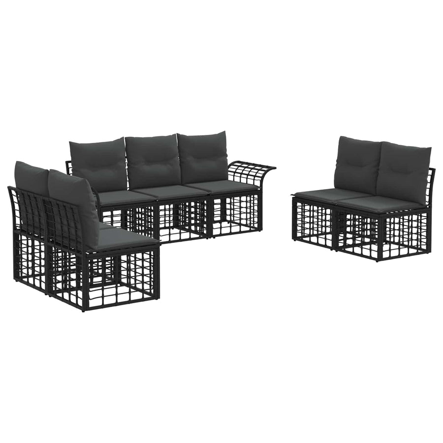 Buiten bankenset 7 pcs Zwart en Donkergrijs Polyester
