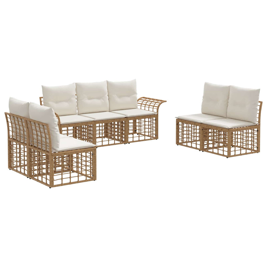 Buiten bankenset 7 pcs Natuurlijk en Crème Wit Polyester