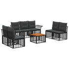Tuinset poly rattan 7 personen zwart donkergrijs