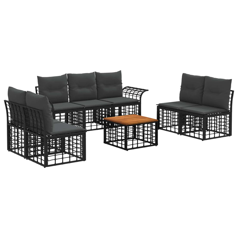 Buiten bankenset 8 pcs Zwart en Donkergrijs Polyester