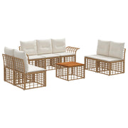 Tuinbankenset 8-delig poly rattan natuurlijk crème wit