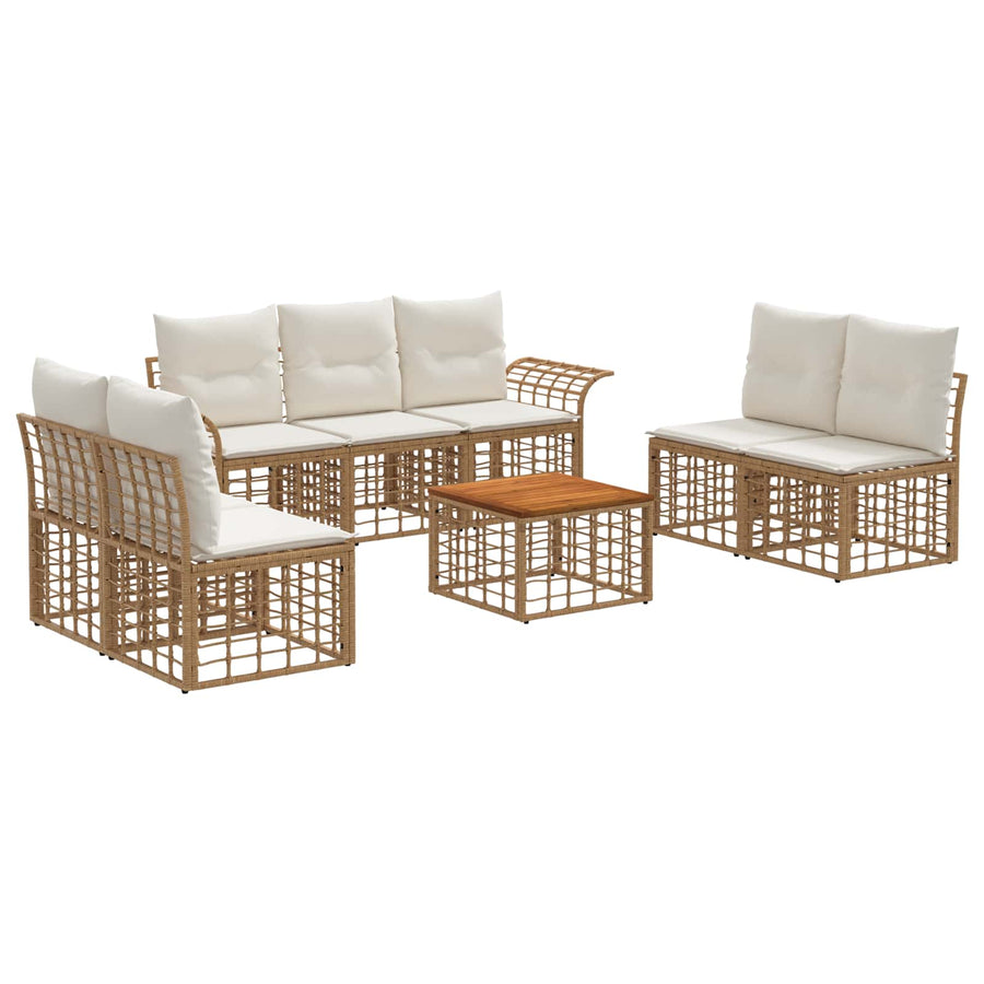 Buiten bankenset 8 pcs Natuurlijk en Crème Wit Polyester