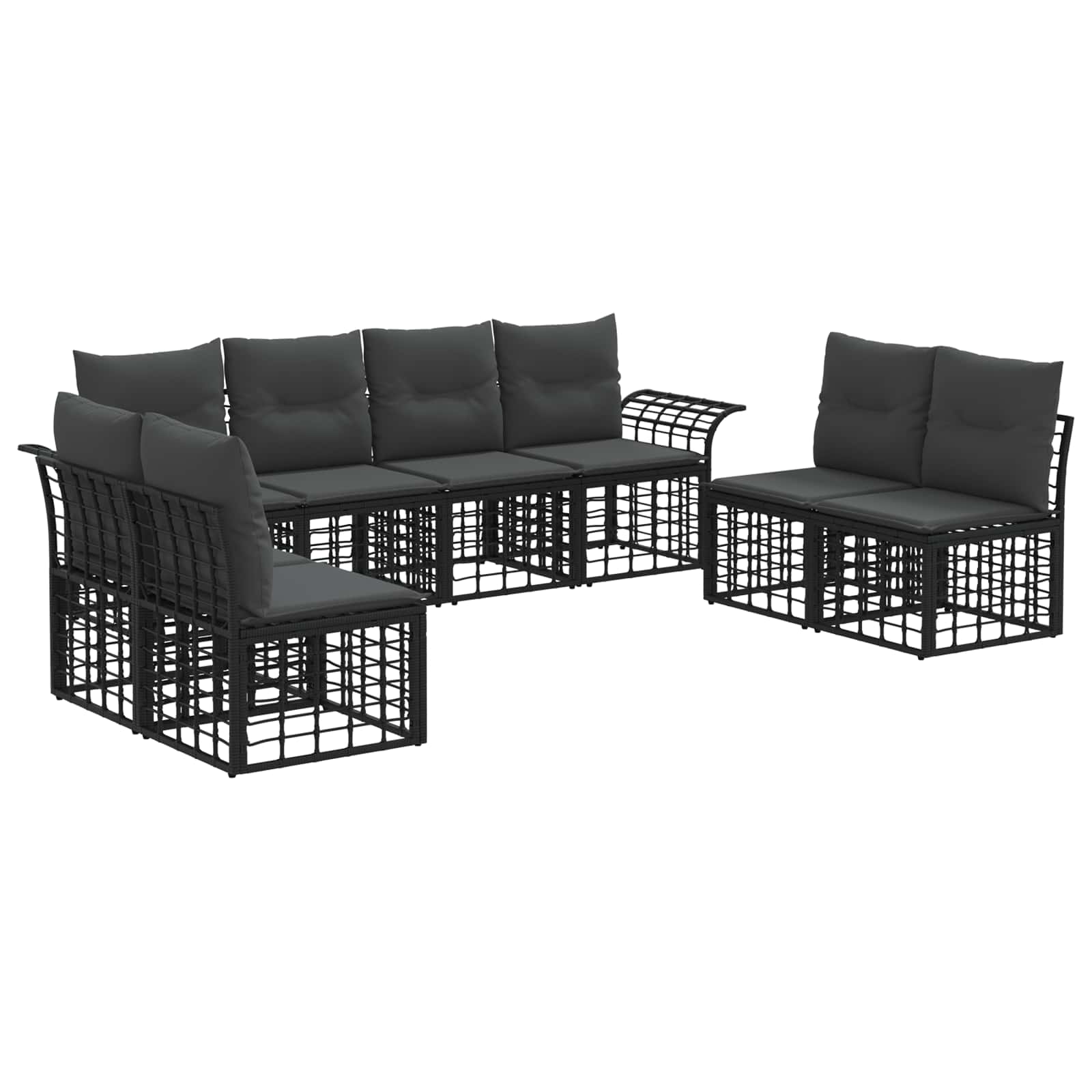 Buiten bankenset 8 pcs Zwart en Donkergrijs Polyester