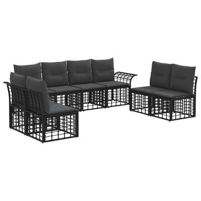 Buiten bankenset 8 pcs Zwart en Donkergrijs Polyester