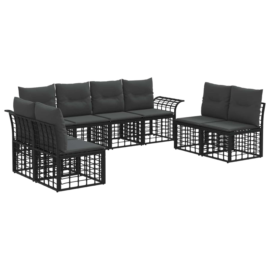 Buiten bankenset 8 pcs Zwart en Donkergrijs Polyester
