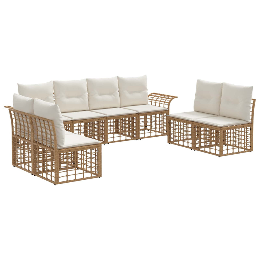 Buiten bankenset 8 pcs Natuurlijk en Crème Wit Polyester
