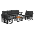Tuinbankenset 9-delig poly rattan zwart