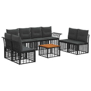 Tuinbankenset 9-delig poly rattan zwart