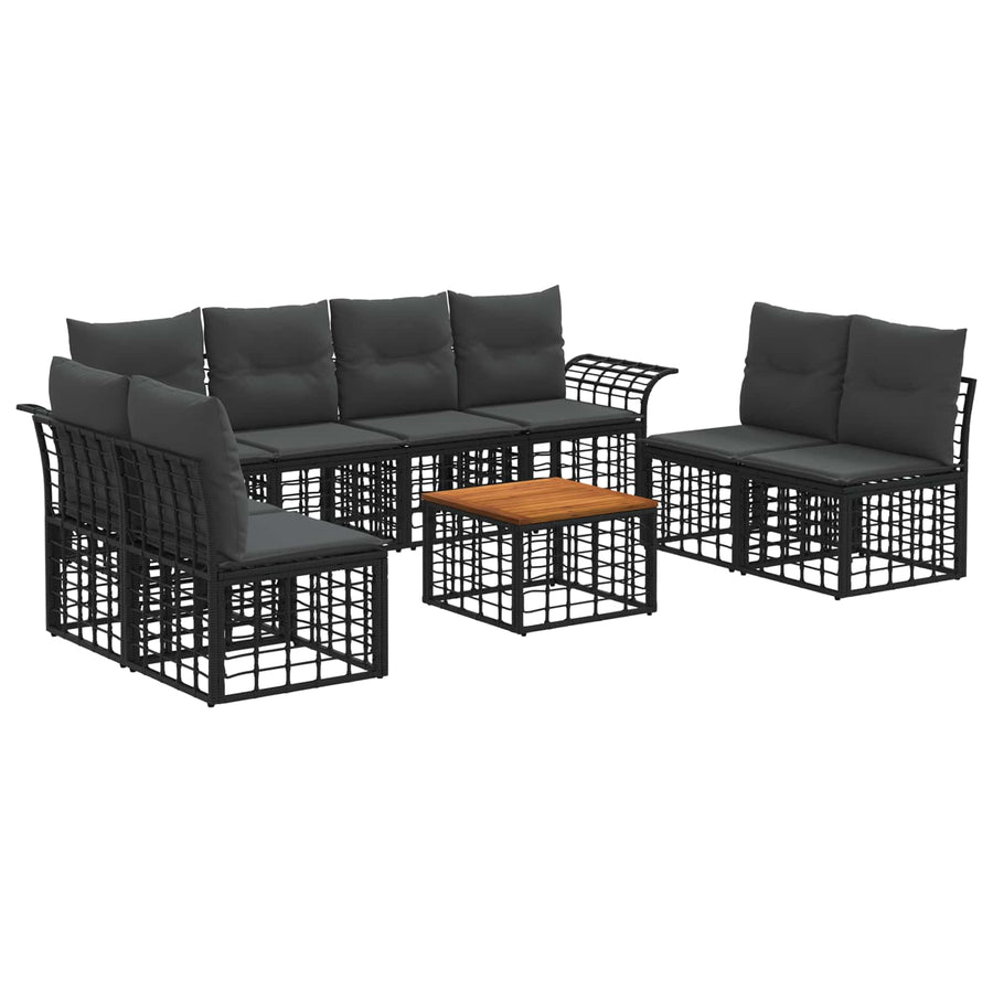 Buiten bankenset 9 pcs Zwart en Donkergrijs Polyester