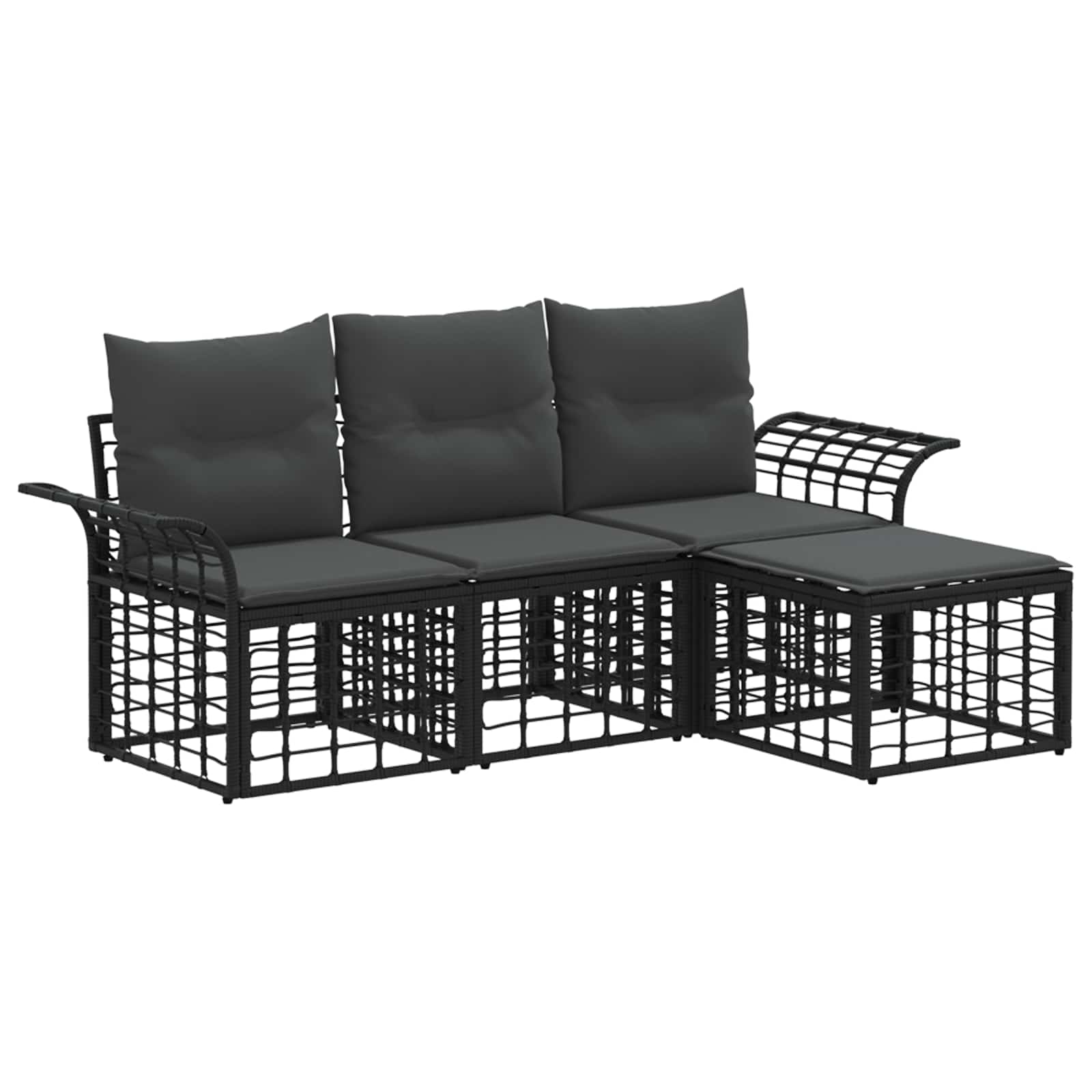 Buiten bankenset 4 pcs Zwart en Donkergrijs Polyester