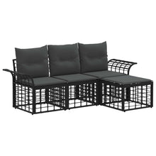 Buiten bankenset 4 pcs Zwart en Donkergrijs Polyester