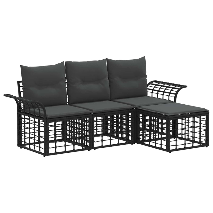 Buiten bankenset 4 pcs Zwart en Donkergrijs Polyester