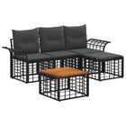Tuinbankenset 5-delig polyrattan acaciahout zwart