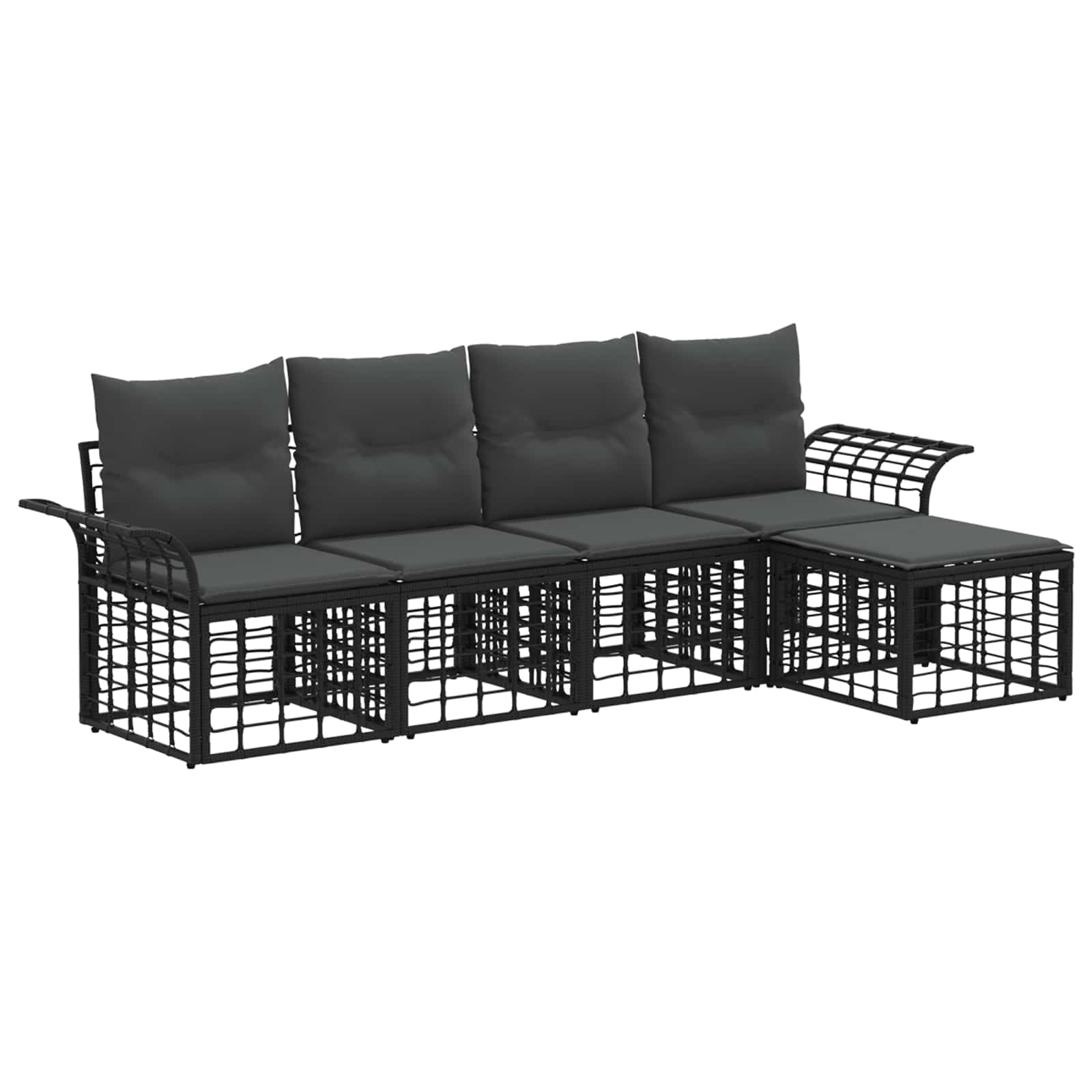 Buiten bankenset 5 pcs Zwart en Donkergrijs Polyester
