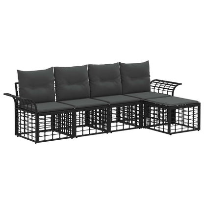 Buiten bankenset 5 pcs Zwart en Donkergrijs Polyester