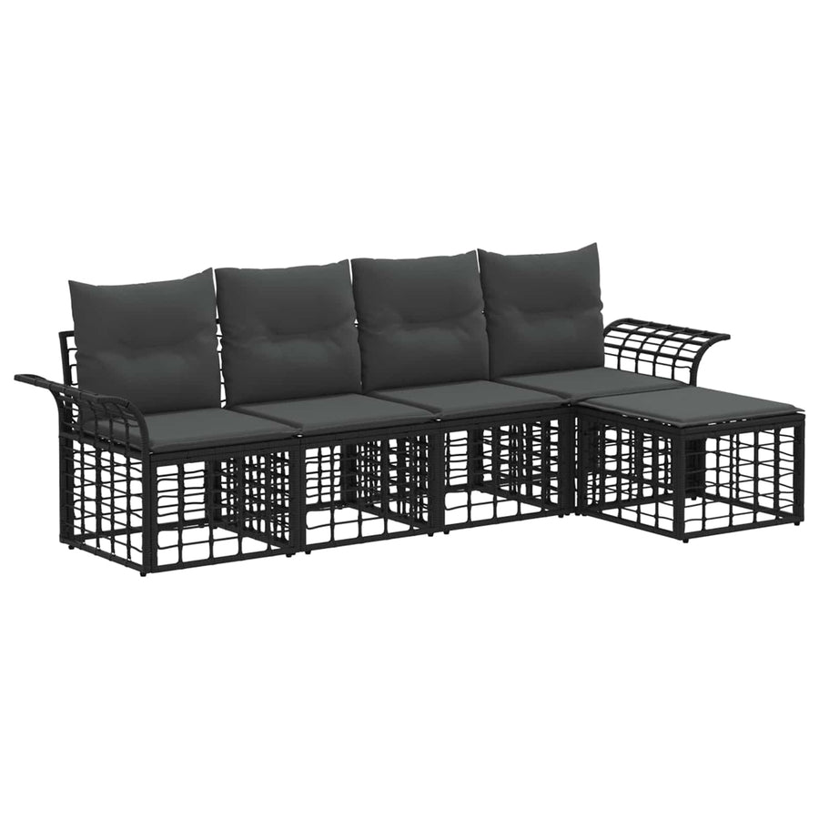 Buiten bankenset 5 pcs Zwart en Donkergrijs Polyester