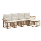 Outdoor Sofa Set 5 pcs Natural and Cream White Polyester