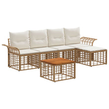 Buiten bankenset 6 pcs Natuurlijk en Crème Wit Polyester