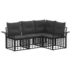 Outdoor lounge set 4 pcs Black and Dark Grey Polyester