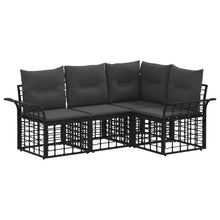 Buiten bankenset 4 pcs Zwart en Donkergrijs Polyester